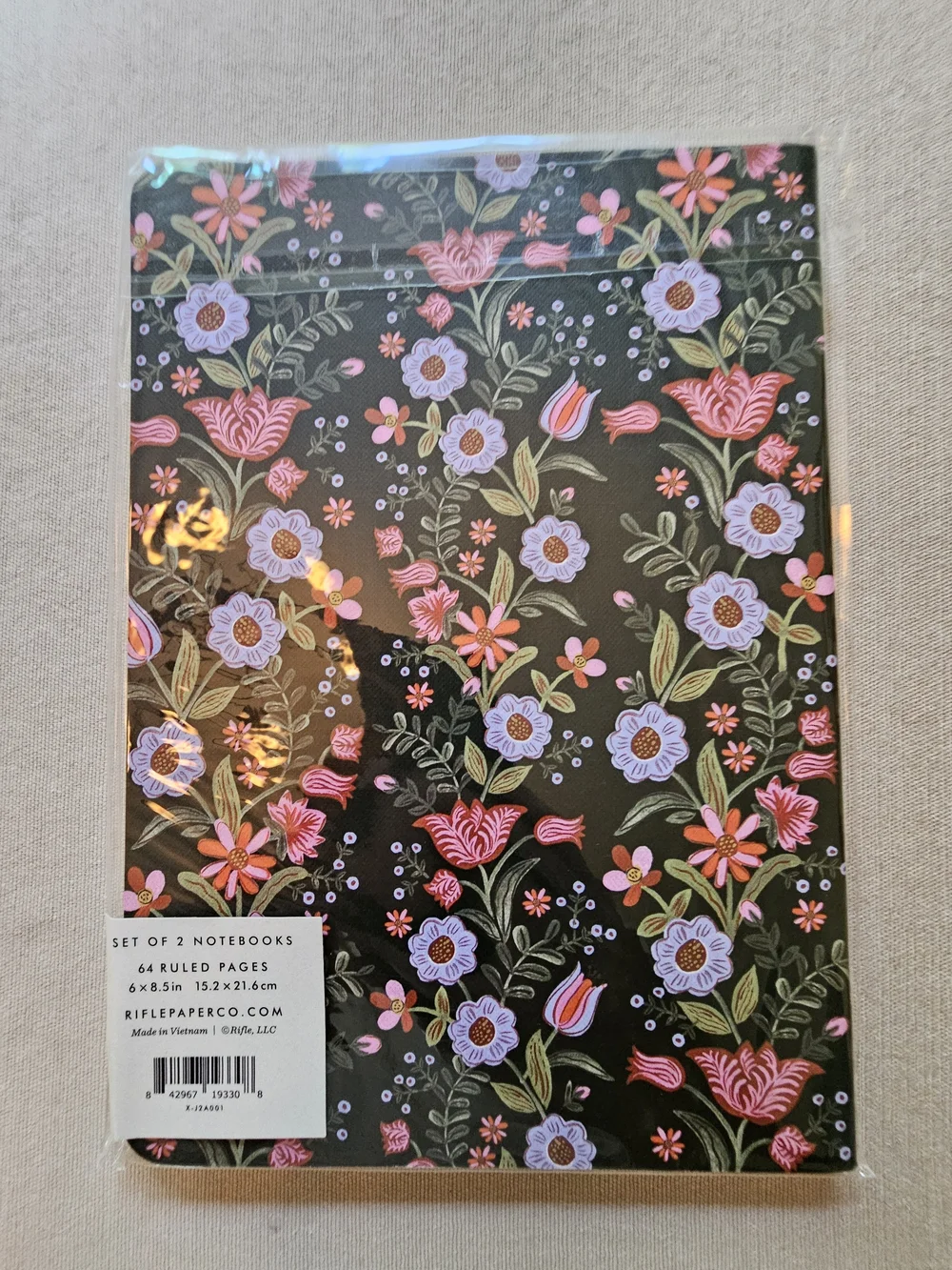 NWT Set of Two Rifle Paper Co. Medium Size Floral Notebooks With Ruled Pages